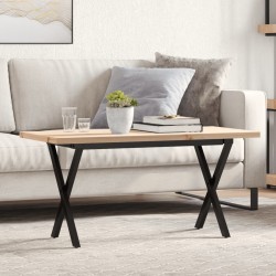 Table basse cadre en X 100x50x45,5 cm bois de pin massif acier 