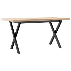 Table basse cadre en X 100x50x45,5 cm bois de pin massif acier 