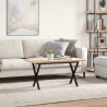 Table basse cadre en X 100x50x45,5 cm bois de pin massif acier 