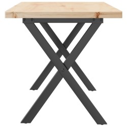 Table basse cadre en X 100x50x45,5 cm bois de pin massif acier 