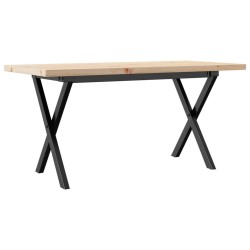 Table basse cadre en X 100x50x45,5 cm bois de pin massif acier 