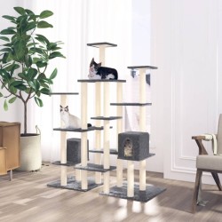 Arbre à chat avec griffoirs en sisal Gris foncé 145 cm 