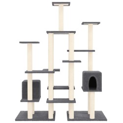 Arbre à chat avec griffoirs en sisal Gris foncé 145 cm 