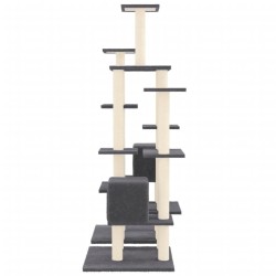 Arbre à chat avec griffoirs en sisal Gris foncé 145 cm 