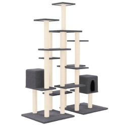 Arbre à chat avec griffoirs en sisal Gris foncé 145 cm 