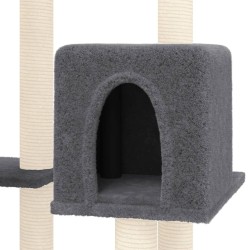 Arbre à chat avec griffoirs en sisal Gris foncé 145 cm 