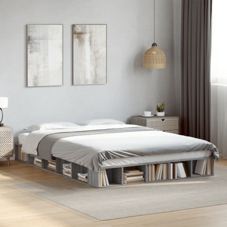 Cadre de lit sans matelas sonoma gris 150x200 cm 