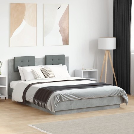 Cadre de lit sans matelas gris béton 135x190 cm 