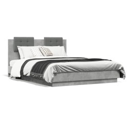 Cadre de lit sans matelas gris béton 135x190 cm 