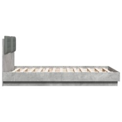 Cadre de lit sans matelas gris béton 135x190 cm 