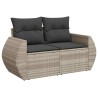 Salon de jardin 6 pcs avec coussins gris clair résine tressée 
