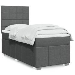 Sommier à lattes de lit avec matelas Gris foncé 80x200 cm Tissu 