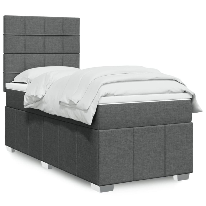 Sommier à lattes de lit avec matelas Gris foncé 80x200 cm Tissu 