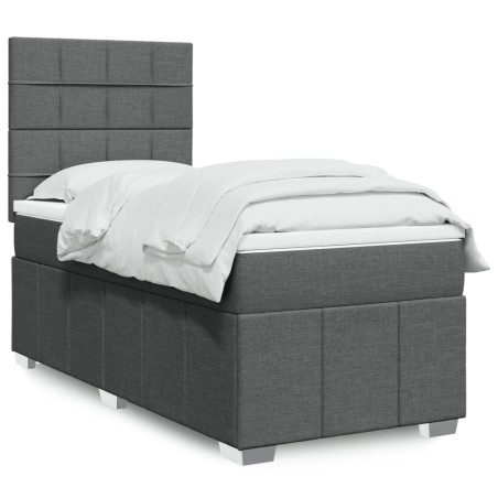 Sommier à lattes de lit avec matelas Gris foncé 80x200 cm Tissu 