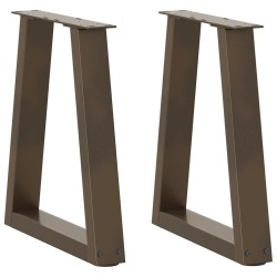 Pieds de table basse en forme de V, 2 pièces, acier naturel, 38 x (42-43,3) cm 