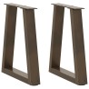 Pieds de table basse en forme de V, 2 pièces, acier naturel, 38 x (42-43,3) cm 