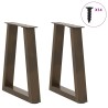 Pieds de table basse en forme de V, 2 pièces, acier naturel, 38 x (42-43,3) cm 