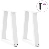 Pieds de table basse en forme de V, 2 pièces, blanc, 38 x (42-43,3) cm, acier 