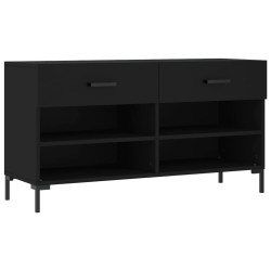 Banc à chaussures noir 102x35x55 cm bois d'ingénierie 