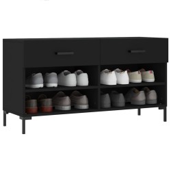 Banc à chaussures noir 102x35x55 cm bois d'ingénierie 