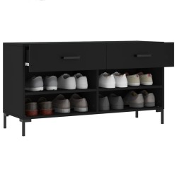Banc à chaussures noir 102x35x55 cm bois d'ingénierie 