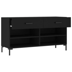 Banc à chaussures noir 102x35x55 cm bois d'ingénierie 