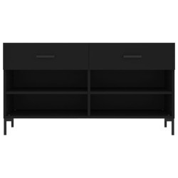 Banc à chaussures noir 102x35x55 cm bois d'ingénierie 
