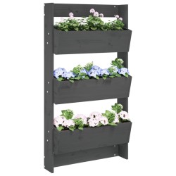 Jardinière murale 3 niveaux 60x18,5x110 cm gris bois pin massif 
