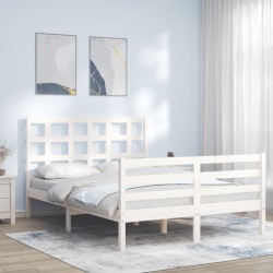 Cadre de lit sans matelas blanc bois massif 