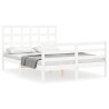 Cadre de lit sans matelas blanc bois massif 