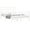 Cadre de lit sans matelas blanc bois massif 