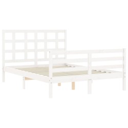 Cadre de lit sans matelas blanc bois massif 