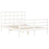 Cadre de lit sans matelas blanc bois massif 