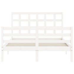 Cadre de lit sans matelas blanc bois massif 