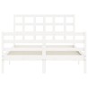 Cadre de lit sans matelas blanc bois massif 