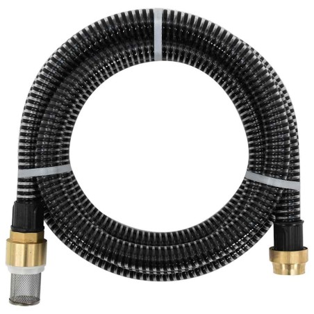 Tuyau d'aspiration avec raccords en laiton noir 1,1" 25 m PVC 