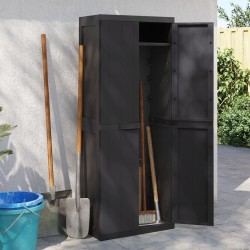 Armoire de rangement d'extérieur noir 65x37x165 cm PP 