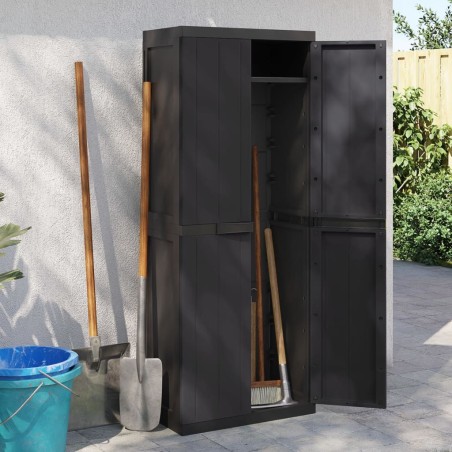 Armoire de rangement d'extérieur noir 65x37x165 cm PP 