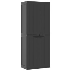 Armoire de rangement d'extérieur noir 65x37x165 cm PP 