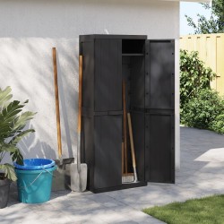 Armoire de rangement d'extérieur noir 65x37x165 cm PP 