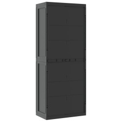 Armoire de rangement d'extérieur noir 65x37x165 cm PP 