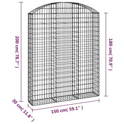 Panier de gabions arqué 150x30x180/200 cm Fer galvanisé 