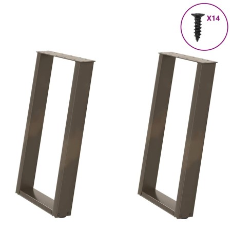Pieds de table à manger en forme de U, 2 pièces, acier naturel, 60 x (72-73) cm 