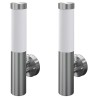 2 appliques murales cylindriques en acier inoxydable 
