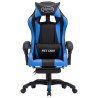 Fauteuil de jeux vidéo avec repose-pied Bleu et noir Similicuir 