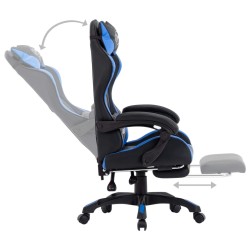 Fauteuil de jeux vidéo avec repose-pied Bleu et noir Similicuir 