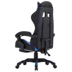 Fauteuil de jeux vidéo avec repose-pied Bleu et noir Similicuir 