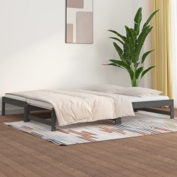 Lit coulissant sans matelas gris 2x(90x200) cm 