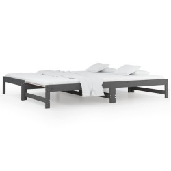 Lit coulissant sans matelas gris 2x(90x200) cm 