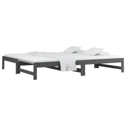 Lit coulissant sans matelas gris 2x(90x200) cm 